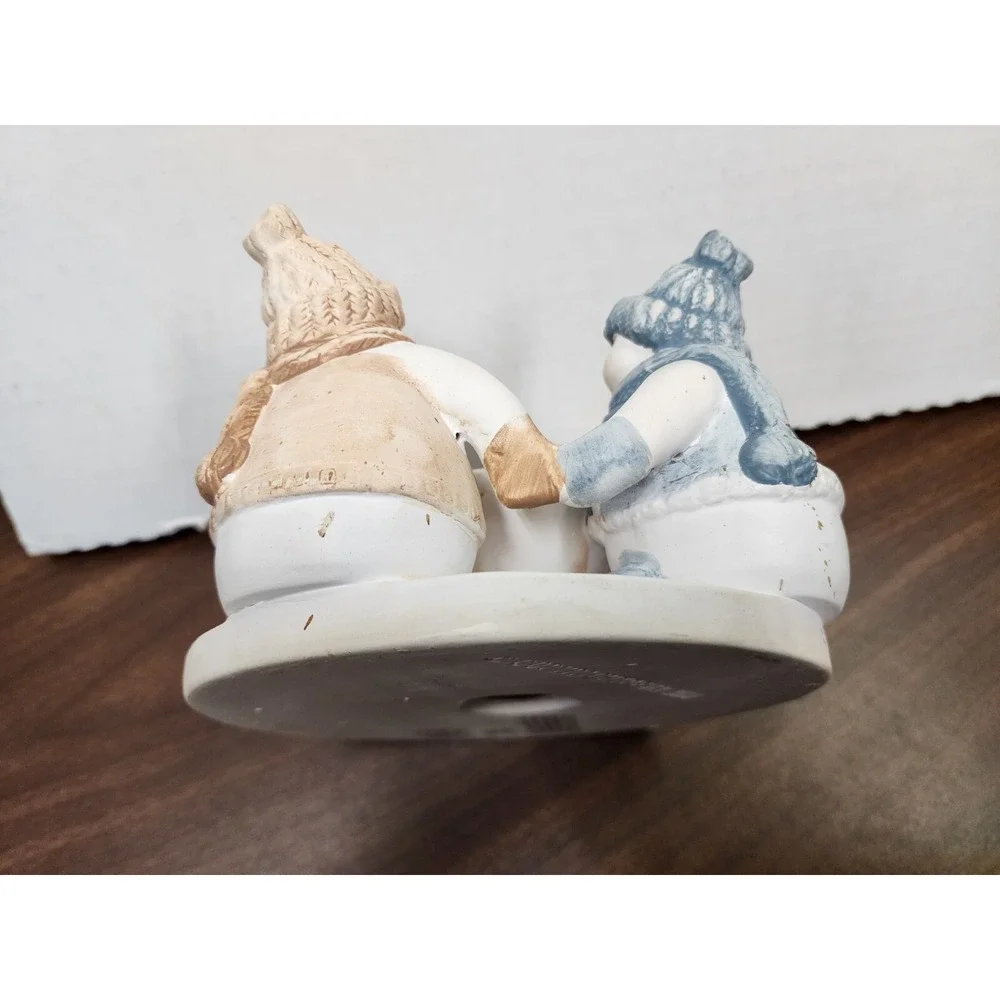 Penco Circle of Friends Snowmen Ceramic Tea Light Candle Holder 2000 7.5